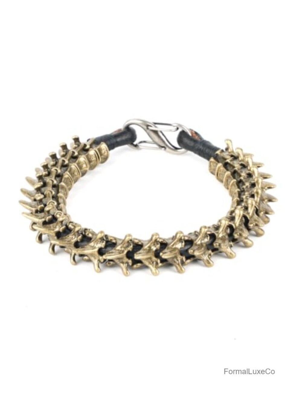Gothic Punk Dragon Spine Cuff Bracelet with Genuine Leather Lining
